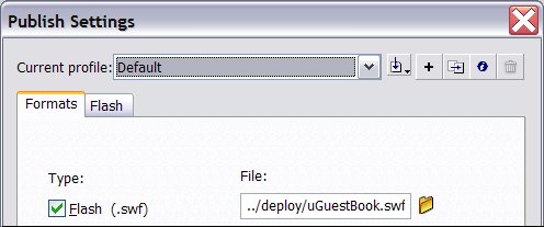 uGuestBook.fla .swf Export Location